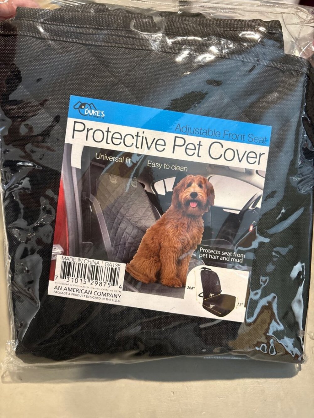 Adjustable Front Seat Protective Pet Cover - Universal Fit Black For Hair - Mud